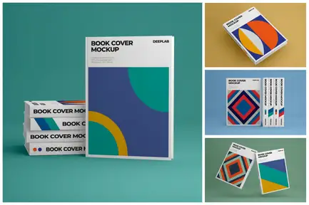 Vertical Book Hardcover Mockup Set