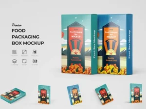 cover image vertical food packaging box psd mockup