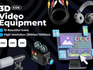 cover image video equipment 3d icon set