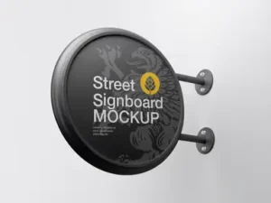 cover image vintage round signboard wall mockup