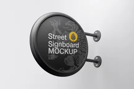 Vintage Round Signboard Wall Mockup