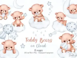 cover image watercolor baby bear on cloud