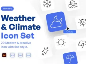 cover image weathery weather climate line style icon set