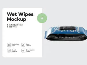 cover image wet wipes pack with plastic cap mockup