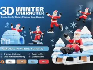 cover image winter 3d character illustration pack
