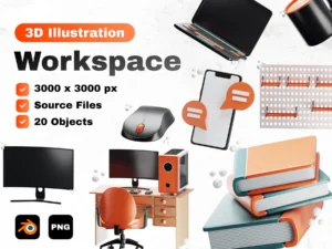 cover image workspace 3d icon set