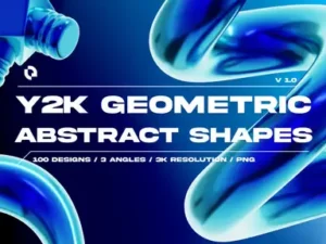 cover image y2k geometric shape 3d icon set