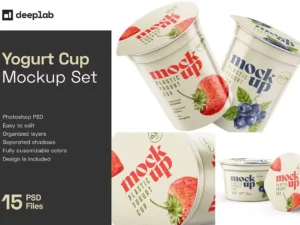 cover image yogurt cup mockup set packaging