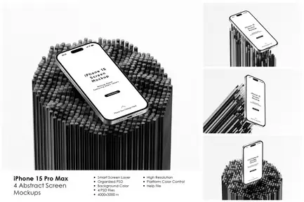 iPhone 15 Dark Scene Screen Mockups