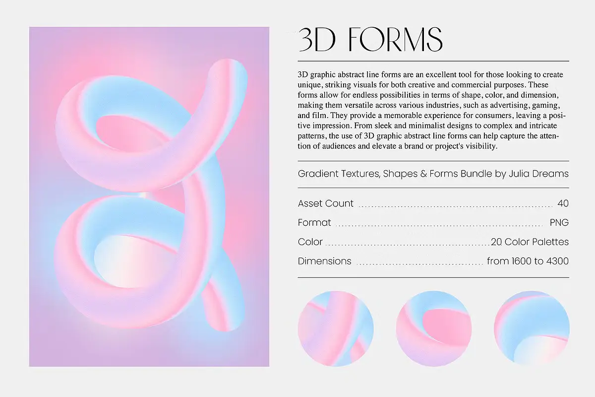 Gradient Textures Shapes 3D Objects 3 gradient textures shapes 3d objects10