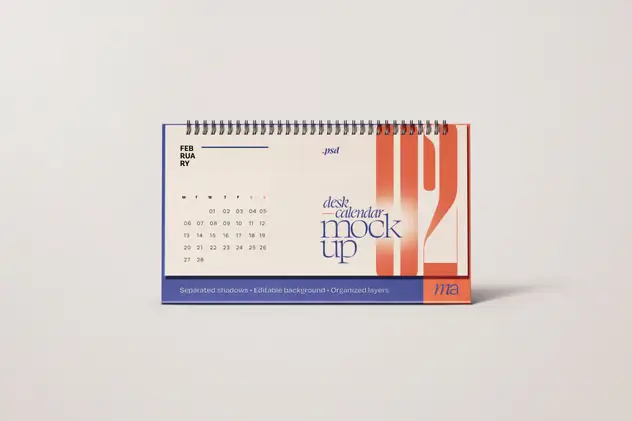 Horizontal Desk Calendar Mockup Set 3 horizontal desk calendar mockup set2