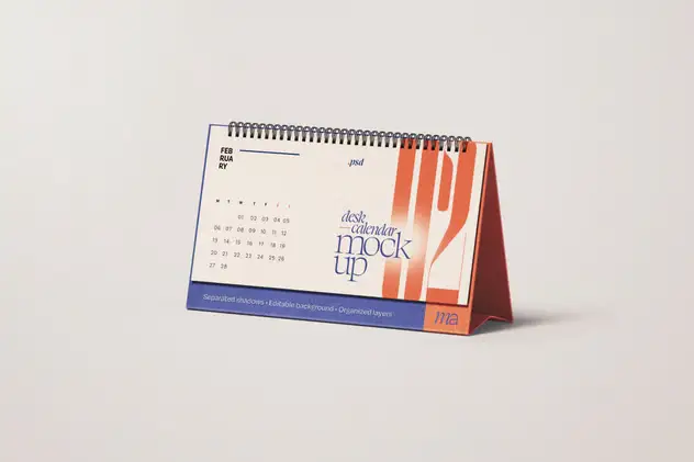 Horizontal Desk Calendar Mockup Set 4 horizontal desk calendar mockup set3