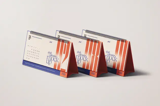 Horizontal Desk Calendar Mockup Set 5 horizontal desk calendar mockup set4