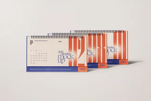 Horizontal Desk Calendar Mockup Set 6 horizontal desk calendar mockup set5