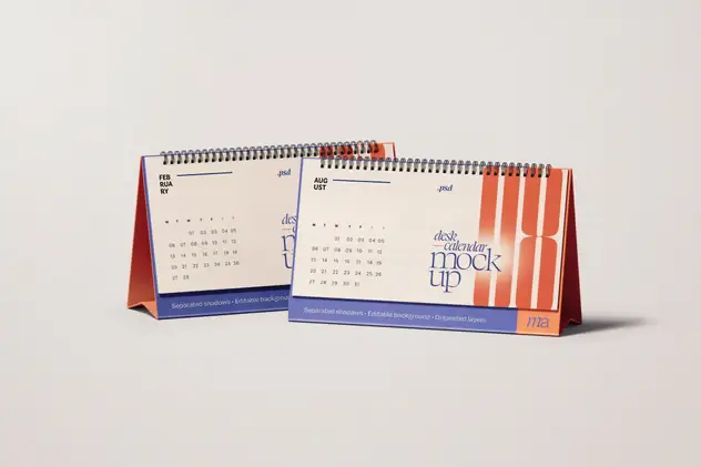 Horizontal Desk Calendar Mockup Set 7 horizontal desk calendar mockup set6