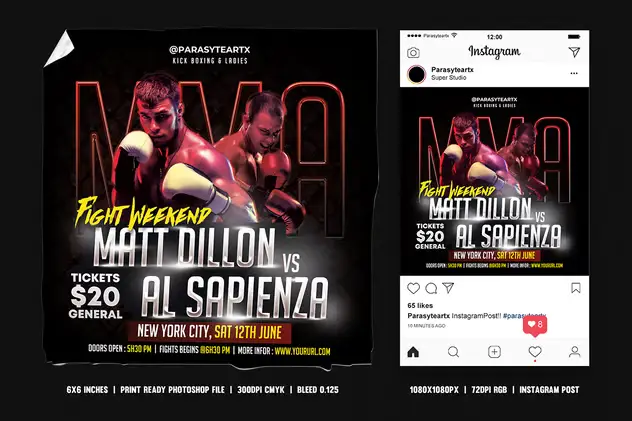 MMA Square Flyer & Instagram Post 3 mma square flyer instagram post2