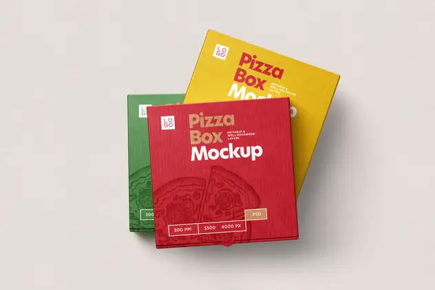 Pizza Box Packaging Mockup Set 3 pizza box packaging mockup set2
