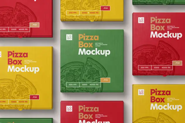 Pizza Box Packaging Mockup Set 4 pizza box packaging mockup set3
