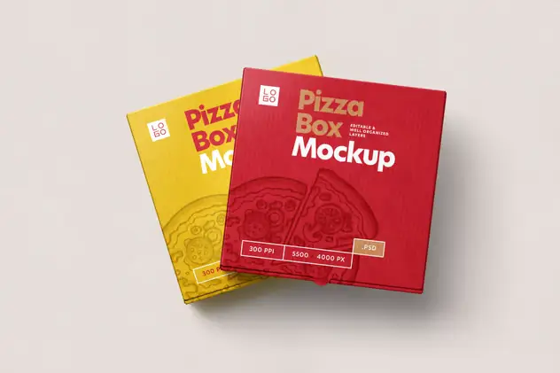 Pizza Box Packaging Mockup Set 5 pizza box packaging mockup set4