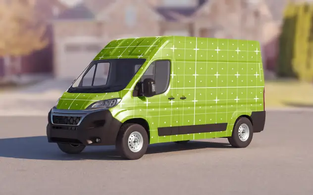 Scene with Panel Van Mockup 3 scene with panel van mockup2