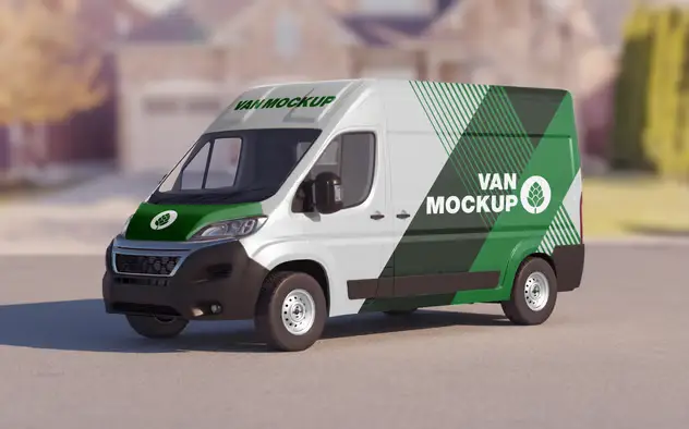 Scene with Panel Van Mockup 4 scene with panel van mockup3