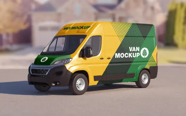 Scene with Panel Van Mockup 5 scene with panel van mockup4