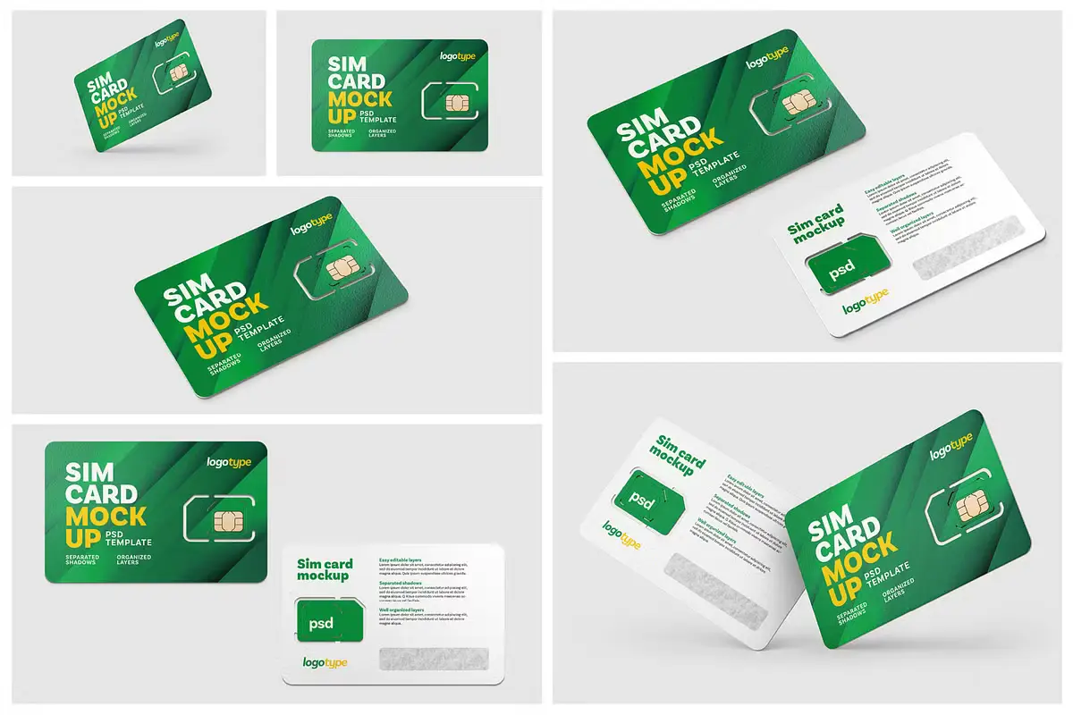 Sim Card Mockup Set 3 sim card mockup set2