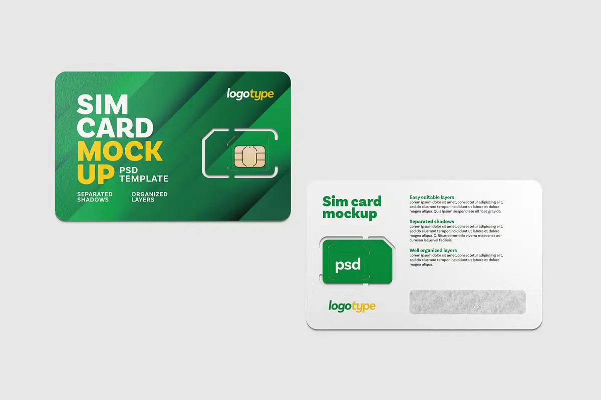Sim Card Mockup Set 10 sim card mockup set9