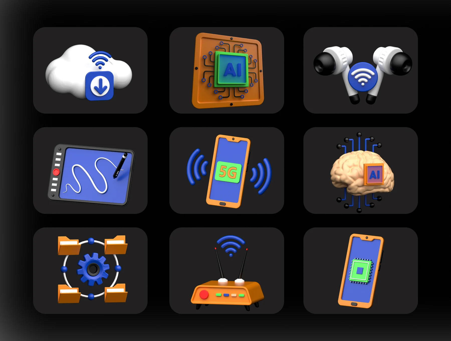 Technology 3D icons Set 7 technology 3d icons set6