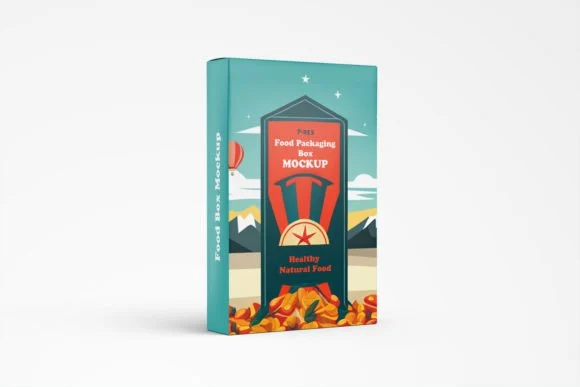 Vertical Food Packaging Box PSD Mockup 3 vertical food packaging box psd mockup2
