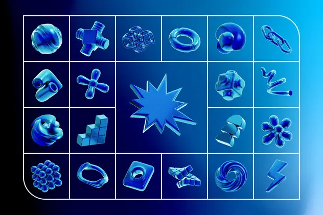 Y2K Geometric Shape - 3D Icon Set 3 y2k geometric shape 3d icon set2