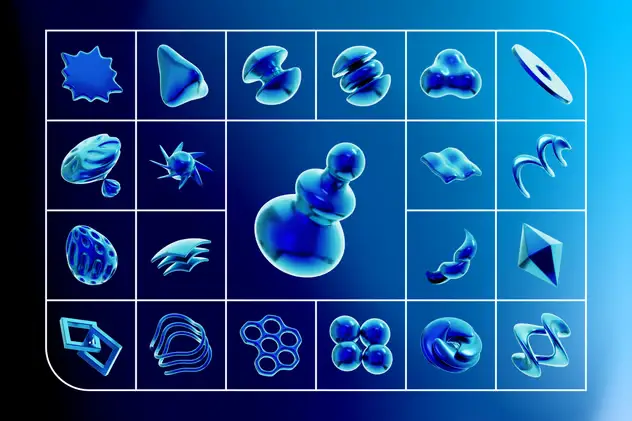 Y2K Geometric Shape - 3D Icon Set 4 y2k geometric shape 3d icon set3