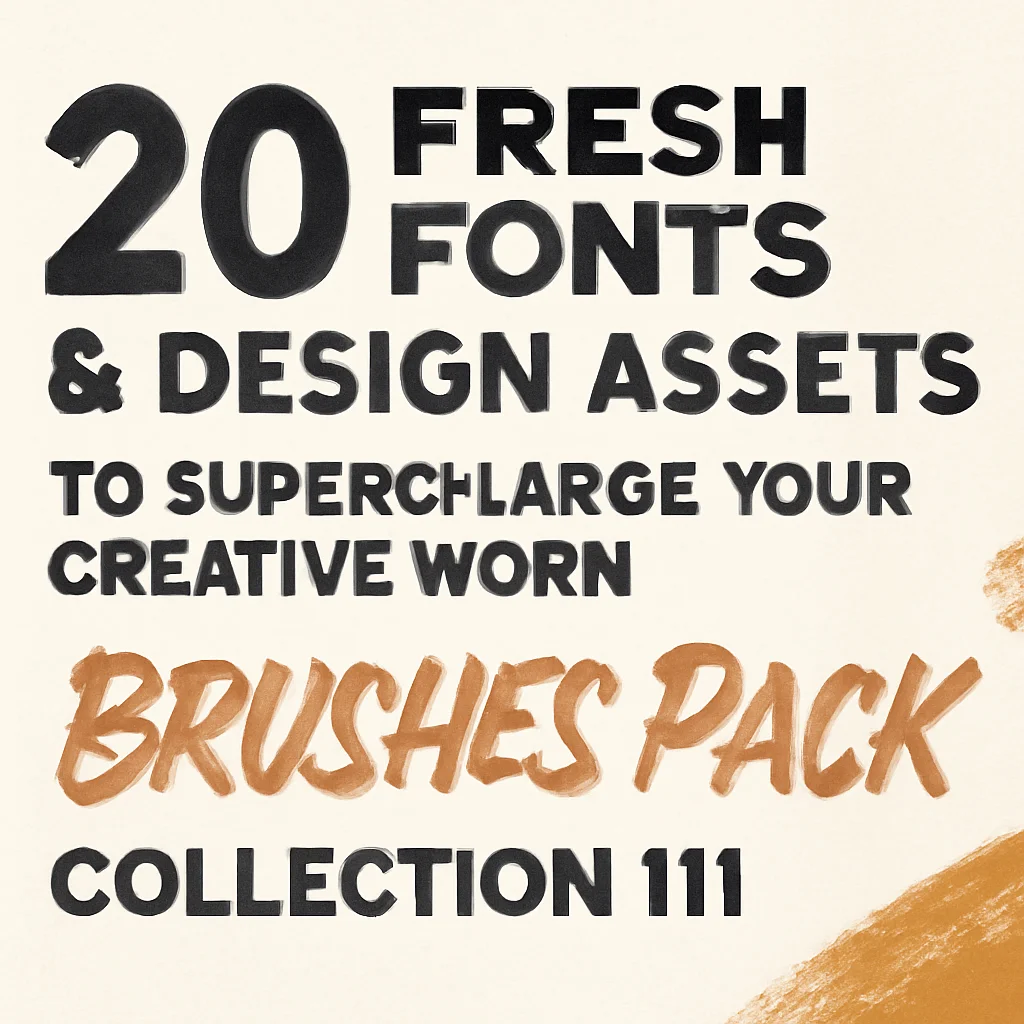 20 Fresh Design Assets in Brushespack Collection Part 107 (Fonts & Graphics)