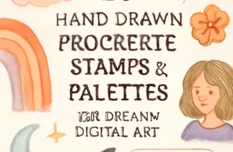 20 hand drawn procreate stamps palettes for dreamy digital 475