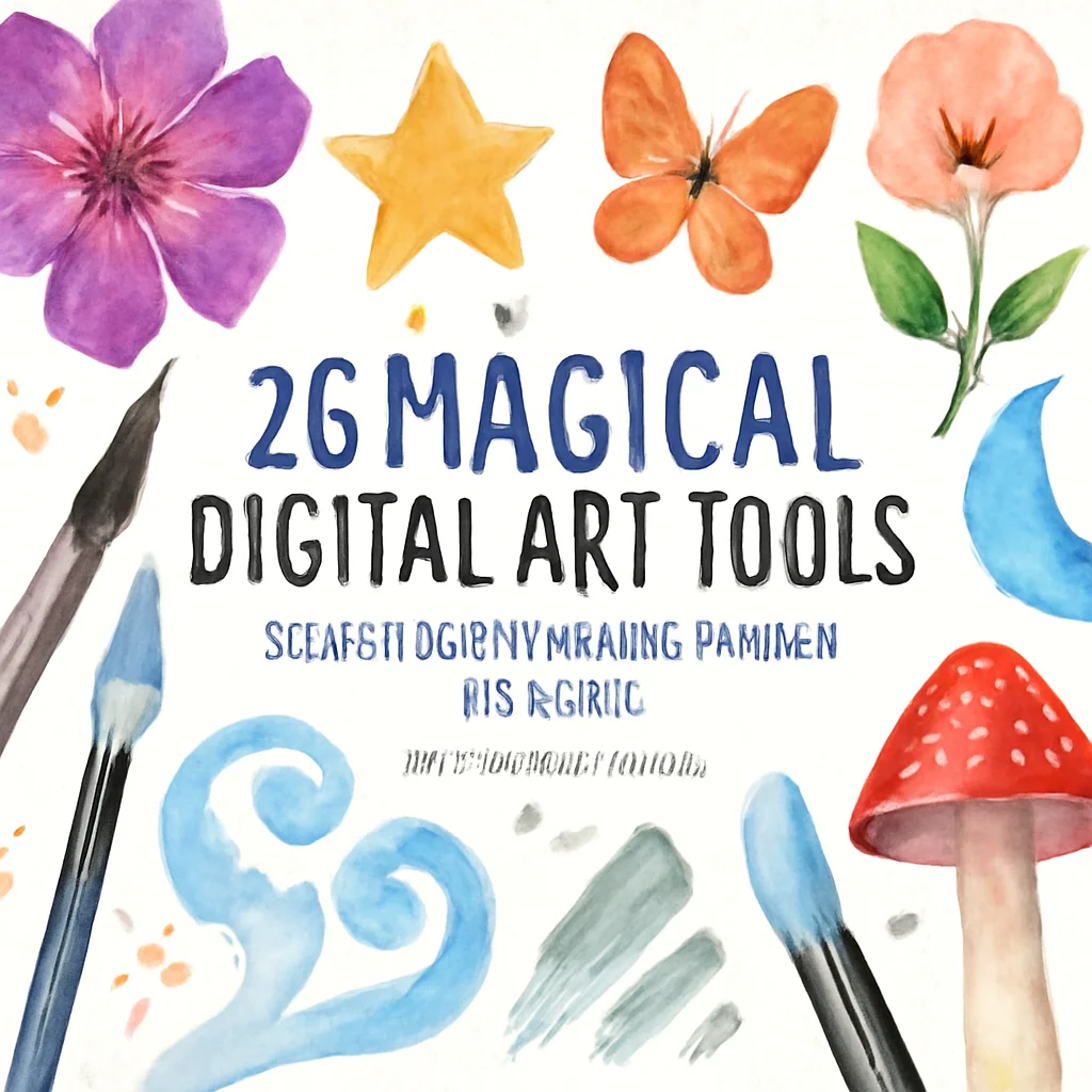 20 Magical Digital Art Tools by mini-trezo-design (Watercolour & Illustration Brushes)