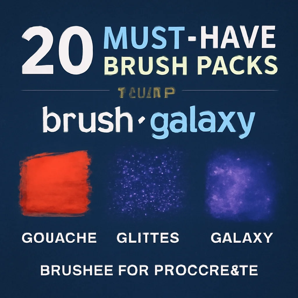 20 Must-Have Brush Packs from brush-galaxy: Gouache, Glitter & Galaxy Brushes for Procreate