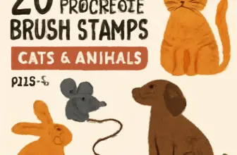 20 whimsical procreate brush stamps from manifesto design pa 1224