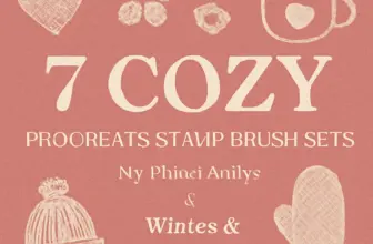 7 cozy procreate stamp brush sets by phichysilp for winter 1359