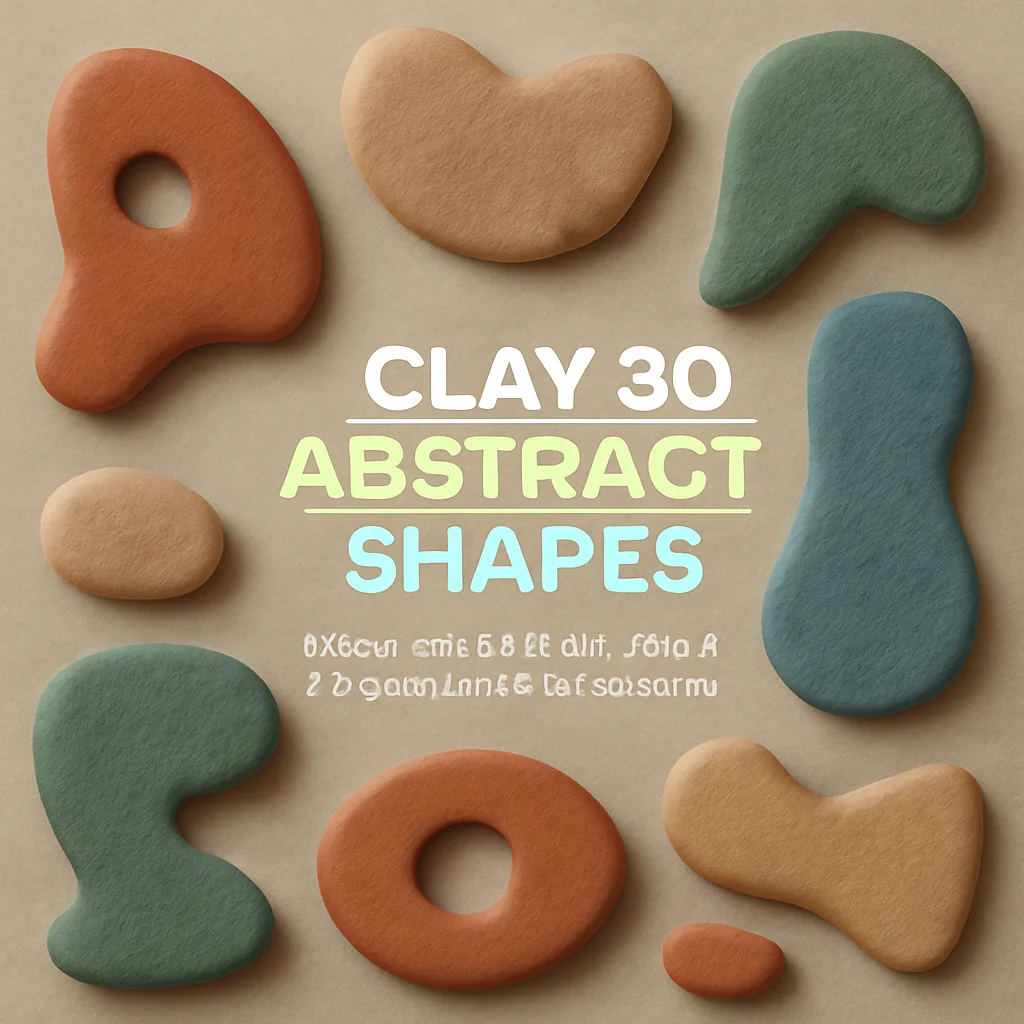 Clay 3D Abstract Shapes: Organic Digital Art Textures for Designers