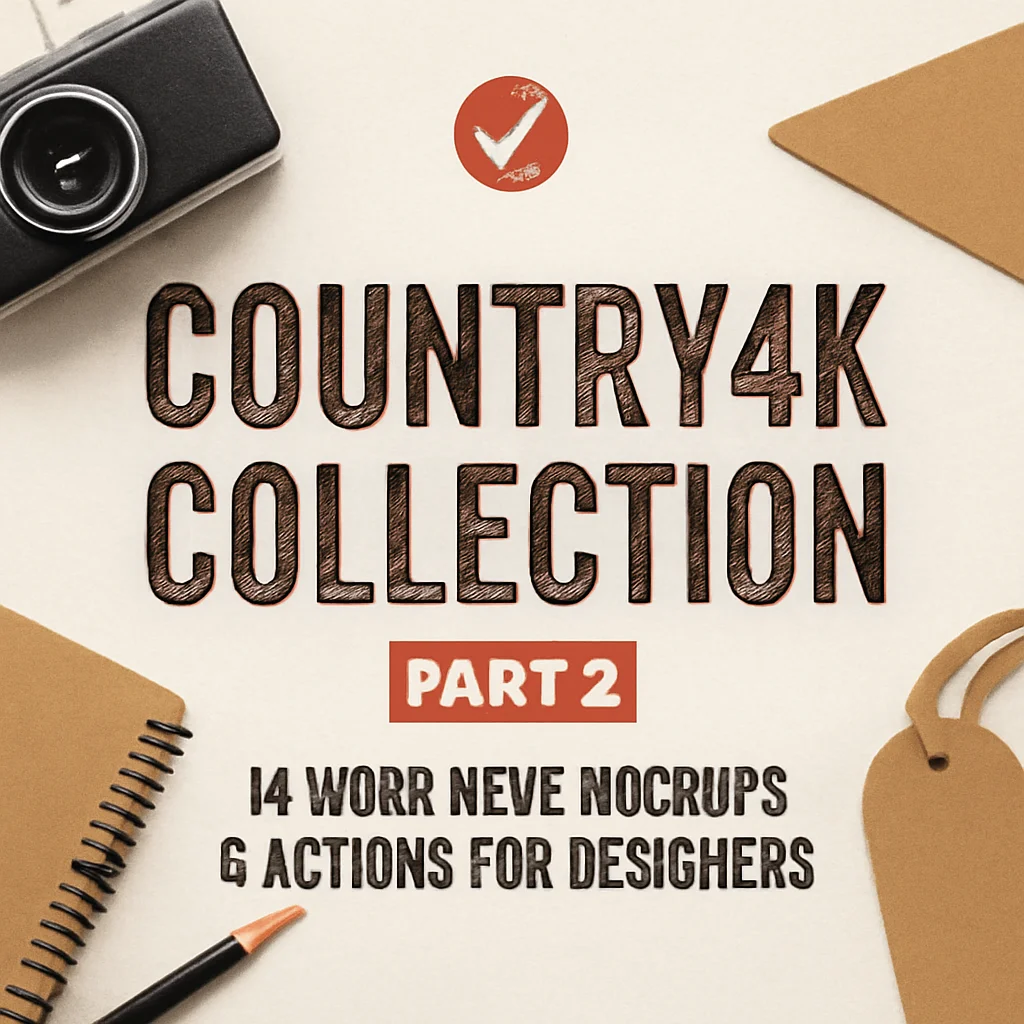Country4k Collection Part 2: 14 Must-Have Mockups & Actions for Designers 🎨