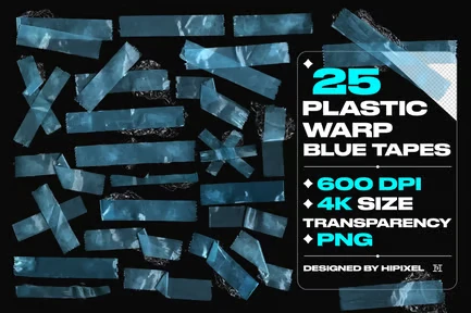 25 Plastic Warp Blue Tapes