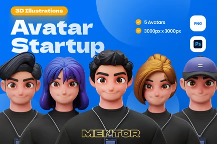 3D Avatar Startup Illustrations