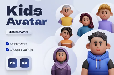 3D Kids Avatar Character Illustrations