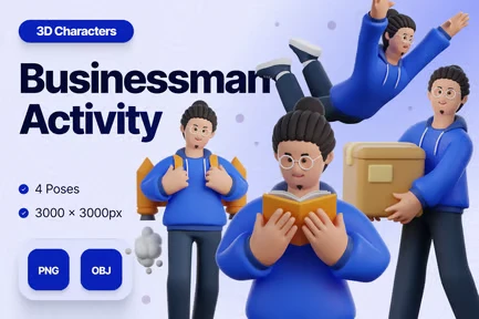 Businessman Activity 3D Illustrations