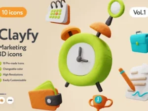cover image clayfy 3d marketing icons vol3