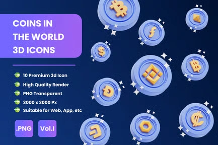 Coins 3D Icons