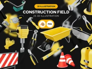 cover image construction field 3d illustration pack