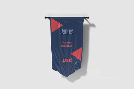 Cut out silk flag mockup