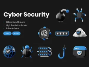 cover image cyber security 3d icons