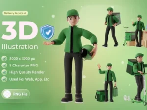 cover image delivery service with character 3d illustration
